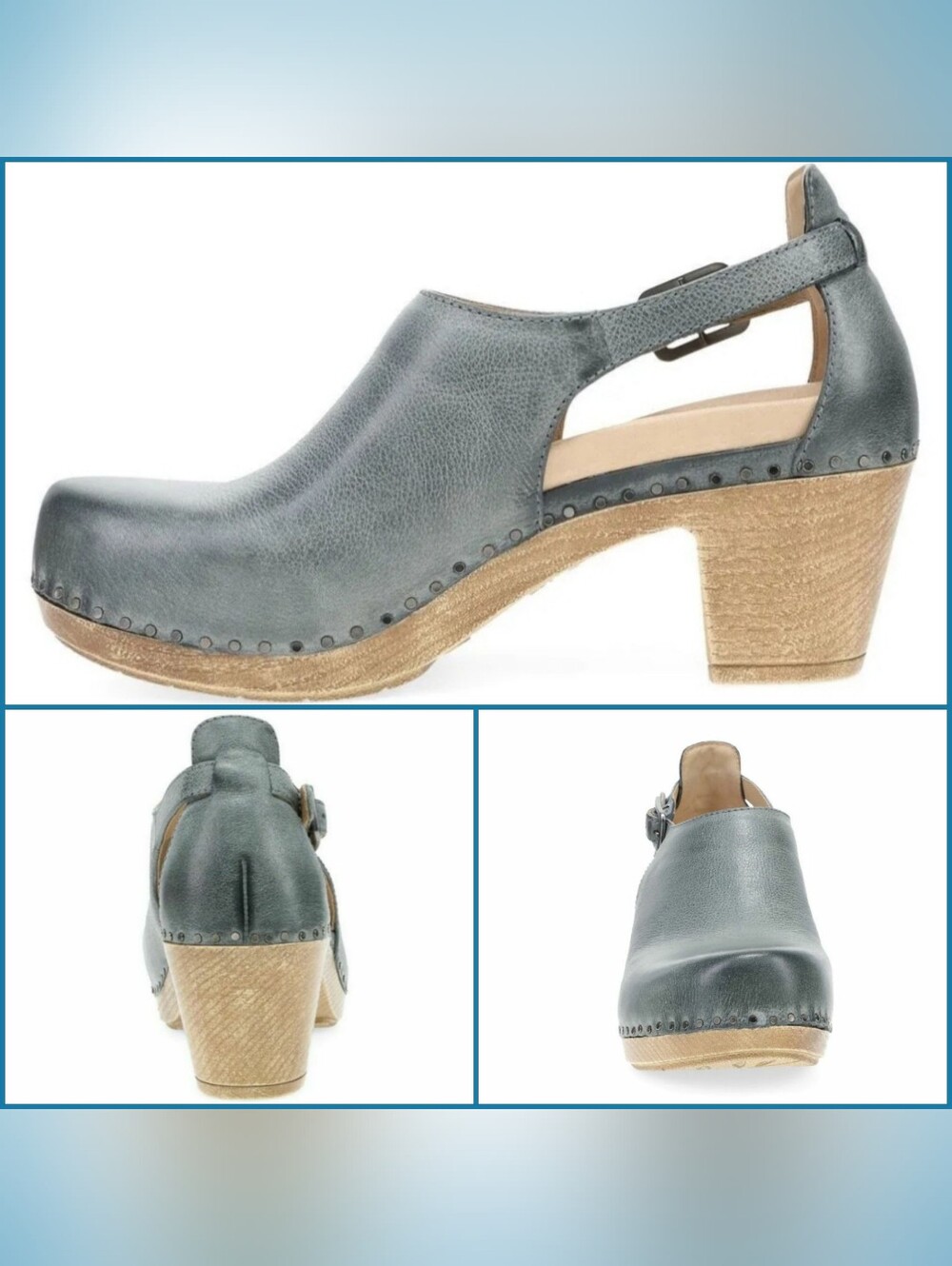 Breezy Blue Dansko Sassy Clogs Heel Pumps Slingback Sandal Shootie Cottage Boho♡ - Picture 12 of 12